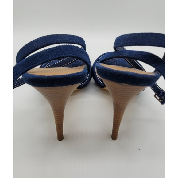 Navy Ankle Strap Heels, Sz 9 - Picture 3 of 4